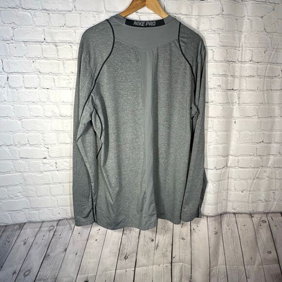 Nike Pro Shirt Men’s XL Gray Fitted Long Sleeve Dri Fit Shirt - Picture 5 of 9